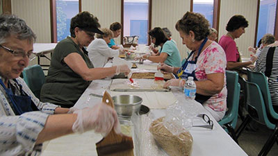 Ladies preparing baklava for Daytonn Greek Fest