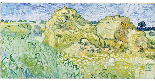 Vincent van Gogh (Dutch, 1853-1890), Field with Wheat Stacks (Field with Stacks of Grain), 1890, oil on canvas.  Beyeler Foundation, Riehen / Basel, Beyeler Collection.  Photo: Robert Bayer