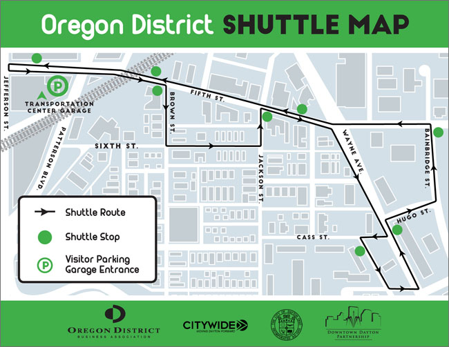 Oregon District Shuttle Map
