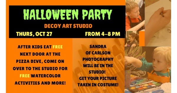 Halloween Party ~ FREE Watercolor Activity Age 10 & Under