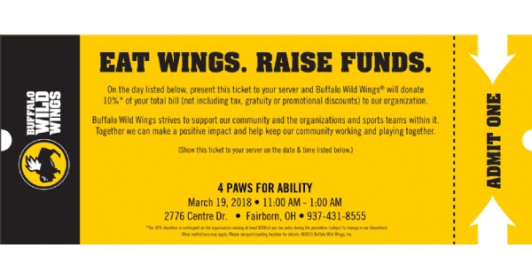 Eat Wings. Raise Funds. 4 Paws for Ability