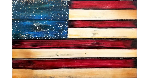 Sip N Paint - Flag on Wood