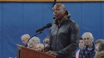 Dave Chappelle at Town Hall meeting in Yellow Springs