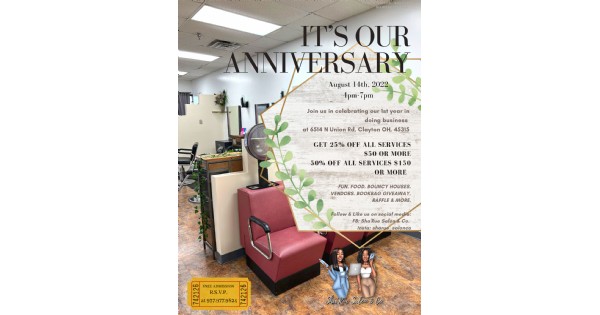 It’s Our Anniversary! Sha’Rue Salon & Co.