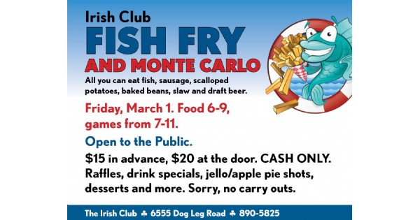 Irish Club's Fish Fry and Monte Carlo