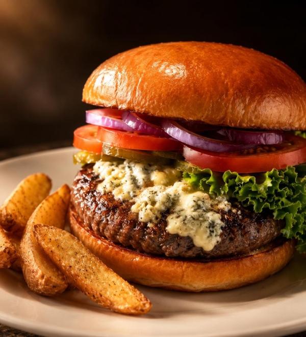 Cajun Black & Bleu burger - Amber Rose