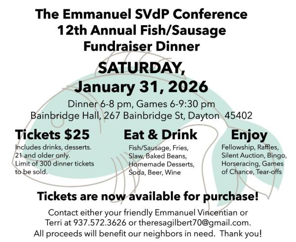 Emmanuel SVdP Conference Fish/Sausage Fundraiser Dinner