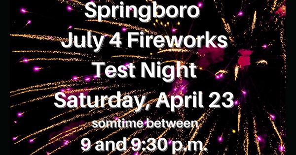 Fireworks in Springboro April 23