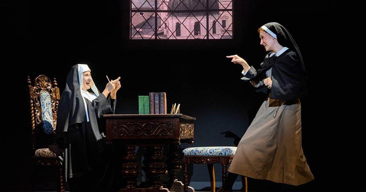 Christiane Noll (Mother Abbess) and Cayleigh Capaldi (Maria Rainer) in The Sound of Music. Photo by Jeremy Daniel.