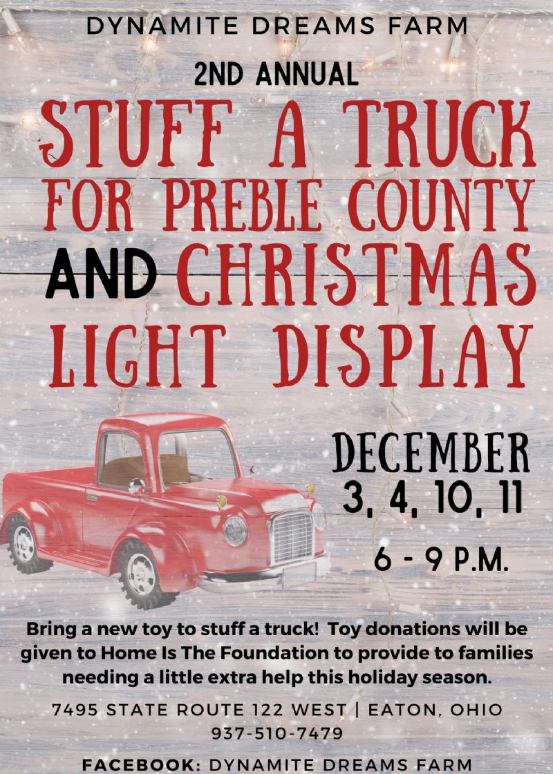 Stuff a truck for Preble County and Christmas Lights Display