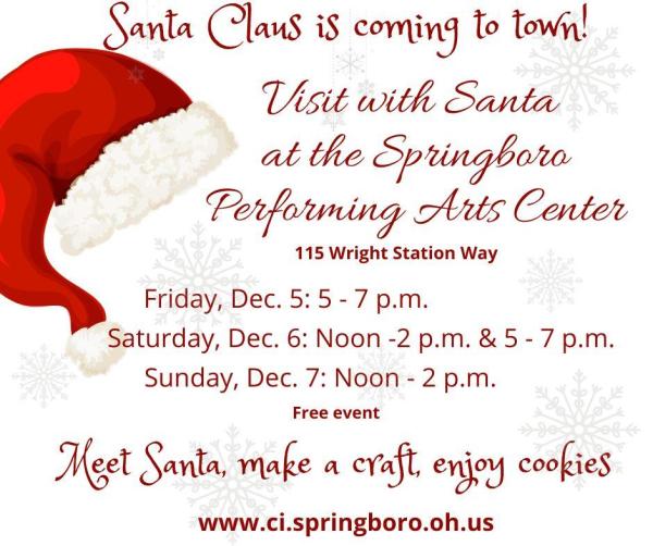 Visit with Santa at the Springboro Performing Arts Center