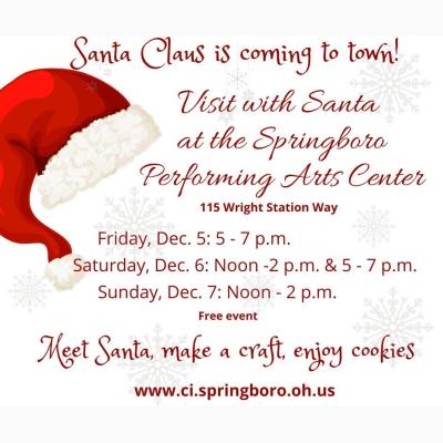Visit with Santa at the Springboro Performing Arts Center