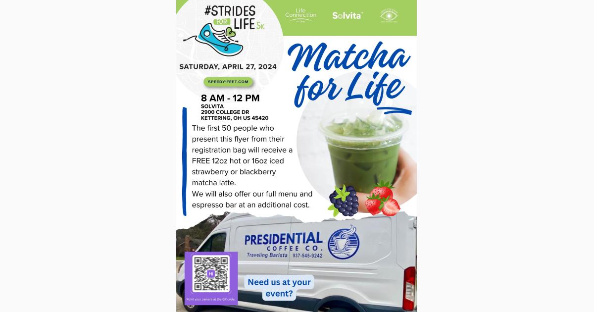 Strides for Life 1st 50 Matcha 4 Life Latte giveaway