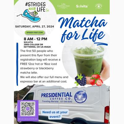 Strides for Life 1st 50 Matcha 4 Life Latte giveaway