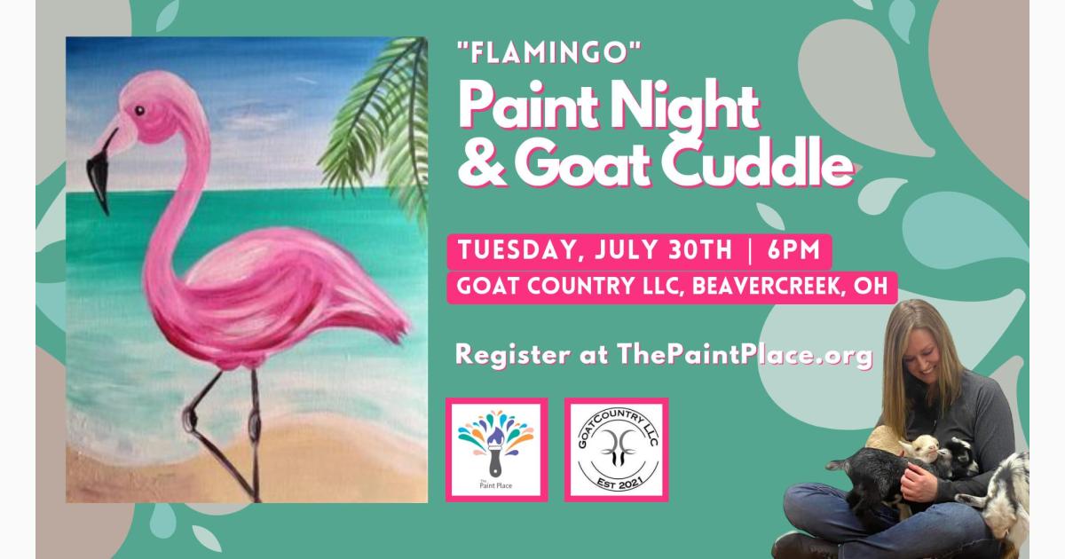 Paint Night and Goat Cuddle "Flamingo"