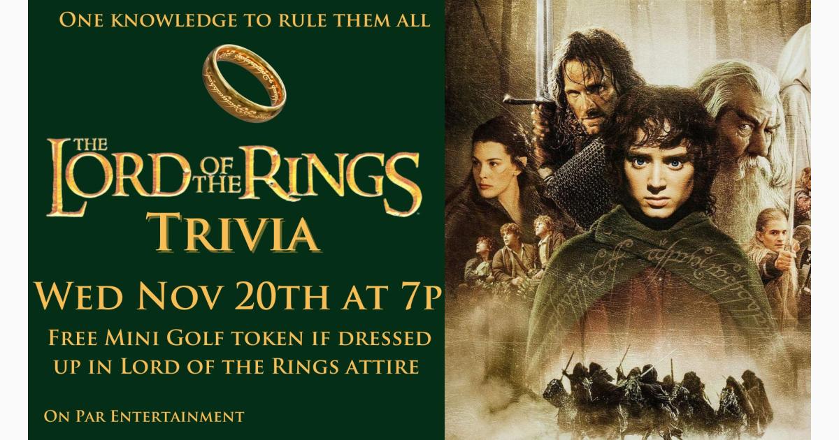Lord of the Rings Trivia Night at On Par Entertainment