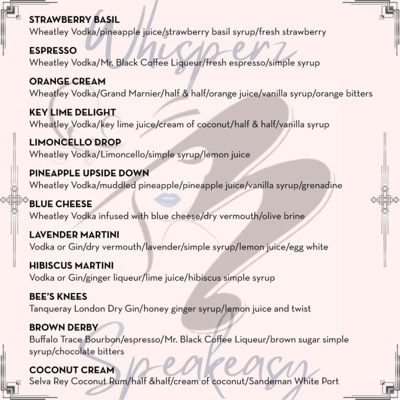 $10 Martinis every Thursday at Whisperz Speakeasy