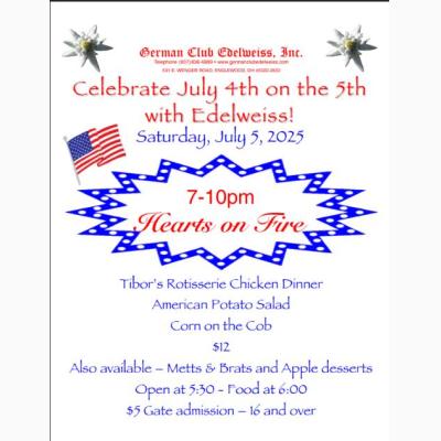 Celebrate July 4th on the 5th with German Club Edelweiss