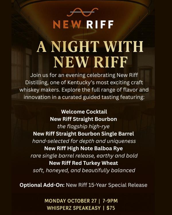 Bourbon Tasting: A Night with New Riff at Whisperz Speakeasy