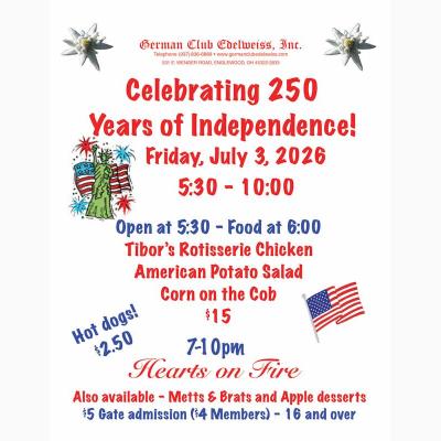 Celebrate July 4th on the 3rd with German Club Edelweiss