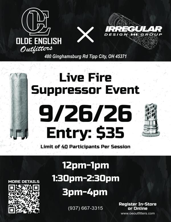 Olde English Outfitters and Irregular Design Group Suppressor Event