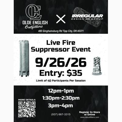 Olde English Outfitters and Irregular Design Group Suppressor Event